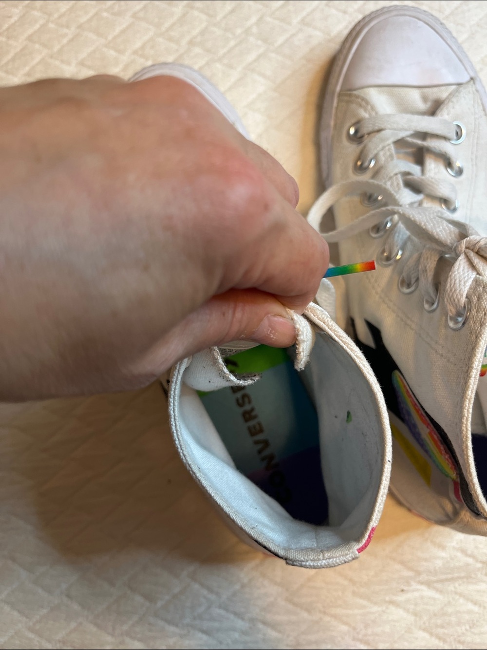 Converse Rainbow Lightning Bolt High-Top Sneakers, women’s 8.5 - Picture 6 of 10